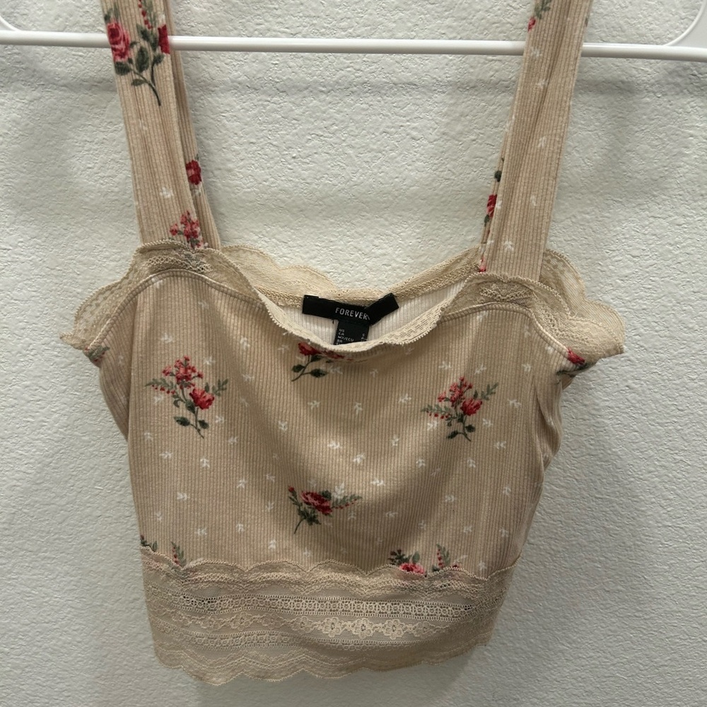 Floral Beige Crop Top